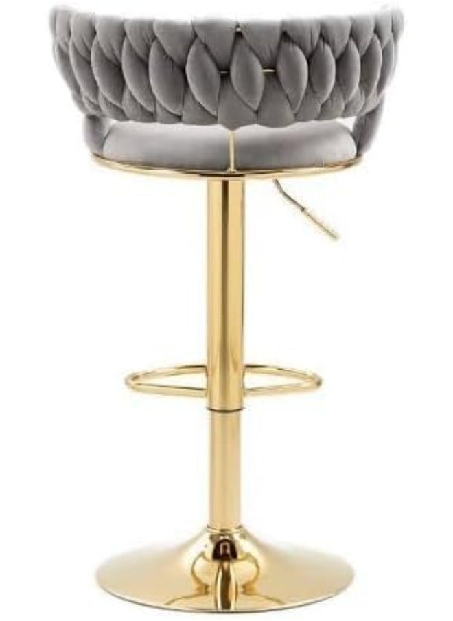 SUPAAR Adjustable Height Metal Frame Cushioned Bar Stool with Emerald Velvet Seat barstools chairs velvet style , 2 Pcs set