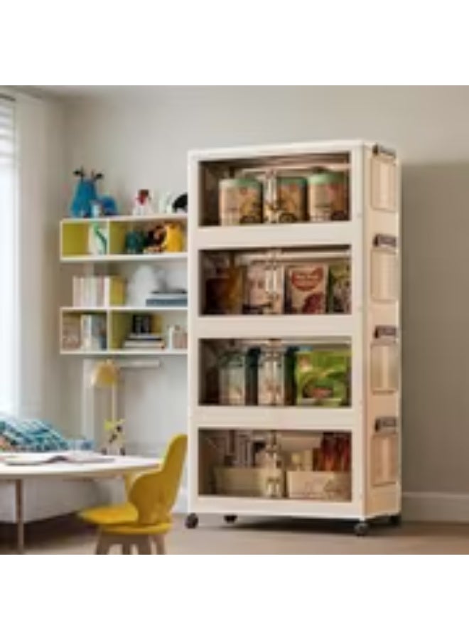 erorex 6-Tier Transparent Folding Storage Box with Double Doors and Wheels - Classic Style Plastic Organizer, Suitable for Bedroom, Living Room, Kitchen - Space-Saving Multi-Functional Design, Under-Bed Storage - Image 1