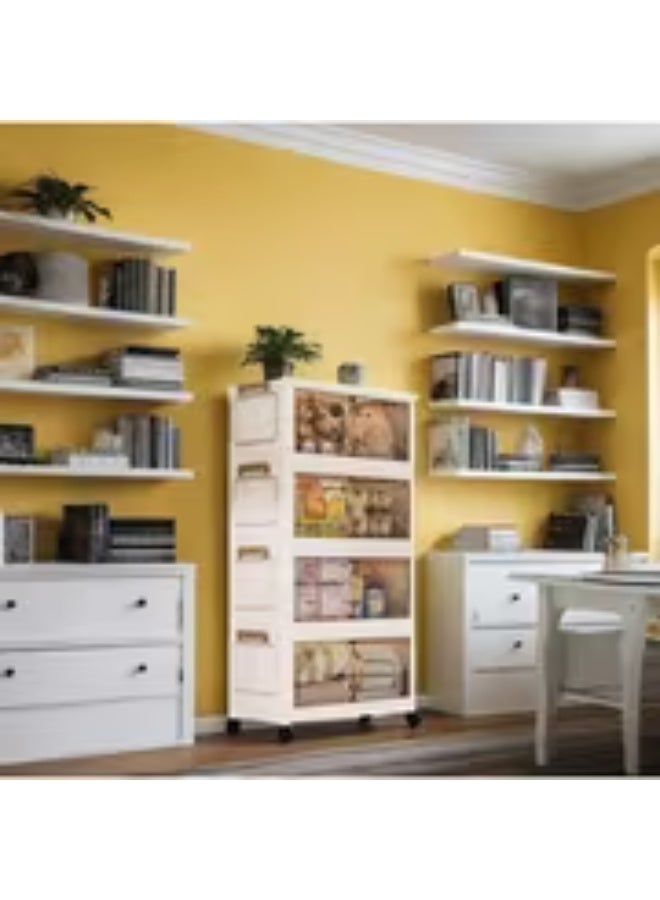 erorex 6-Tier Transparent Folding Storage Box with Double Doors and Wheels - Classic Style Plastic Organizer, Suitable for Bedroom, Living Room, Kitchen - Space-Saving Multi-Functional Design, Under-Bed Storage - Image 3