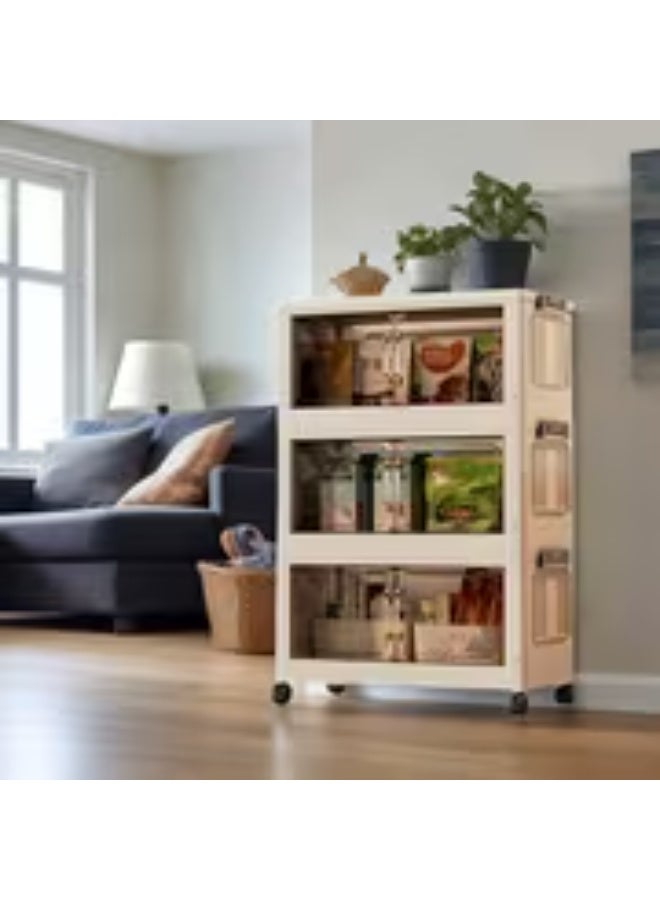 erorex 6-Tier Transparent Folding Storage Box with Double Doors and Wheels - Classic Style Plastic Organizer, Suitable for Bedroom, Living Room, Kitchen - Space-Saving Multi-Functional Design, Under-Bed Storage - Image 5