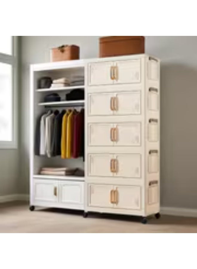 erorex 6-Tier Transparent Folding Storage Box with Double Doors and Wheels - Classic Style Plastic Organizer, Suitable for Bedroom, Living Room, Kitchen - Space-Saving Multi-Functional Design, Under-Bed Storage - Image 2