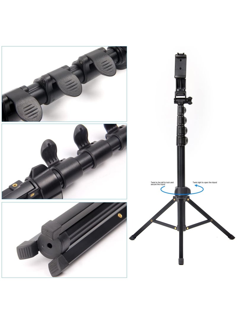 67-inch 1.7-Meter Phone Tripod Stand u0026 Bluetooth Selfie Stick, Professional Cell Phone Tripod with Wireless Remote and Phone Holder, Compatible with iPhone and Android - Image 3