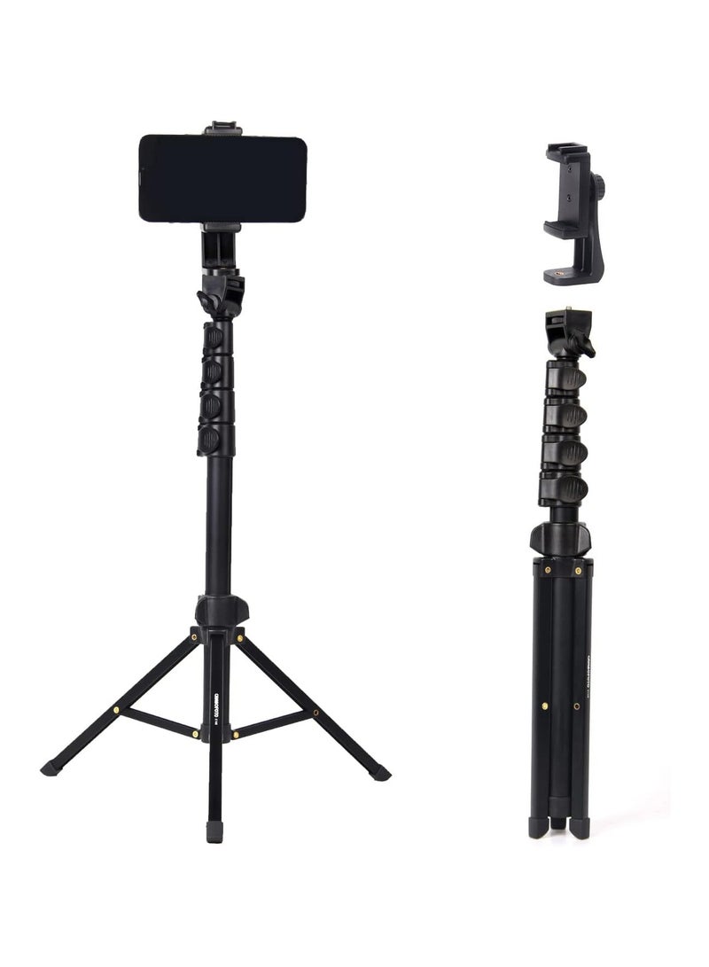 67-inch 1.7-Meter Phone Tripod Stand u0026 Bluetooth Selfie Stick, Professional Cell Phone Tripod with Wireless Remote and Phone Holder, Compatible with iPhone and Android - Image 1
