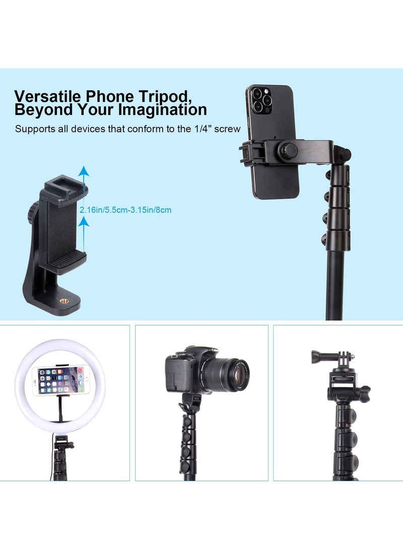 67-inch 1.7-Meter Phone Tripod Stand u0026 Bluetooth Selfie Stick, Professional Cell Phone Tripod with Wireless Remote and Phone Holder, Compatible with iPhone and Android - Image 5