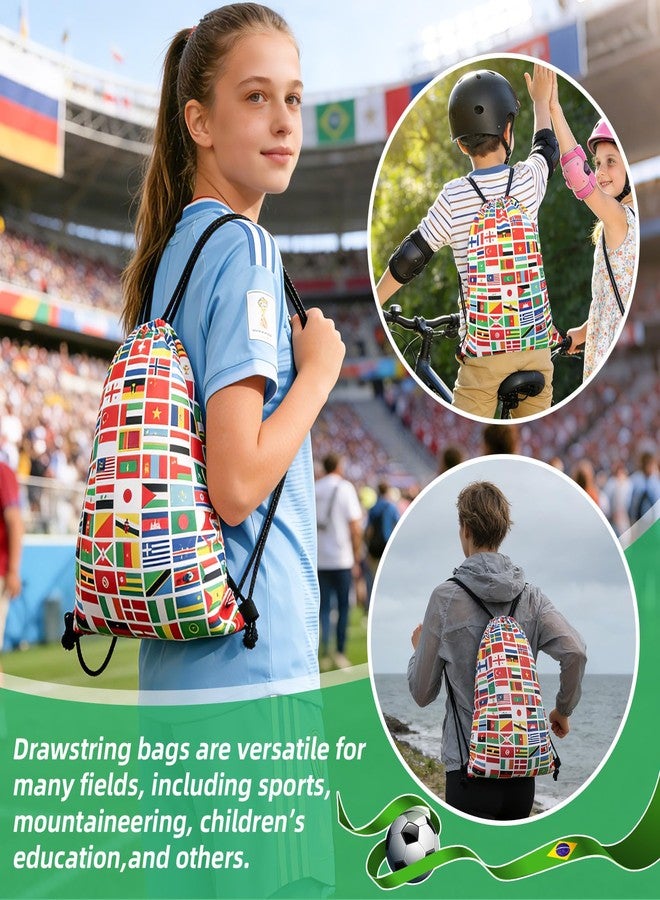 Adboros 12 Pack 2026 World Cup Drawstring Bag Soccer Merchandise International Flags Football Decorations Accessories Multicultural Travel Gym String Bag for World Cup Events Sports Daily Use - Image 5