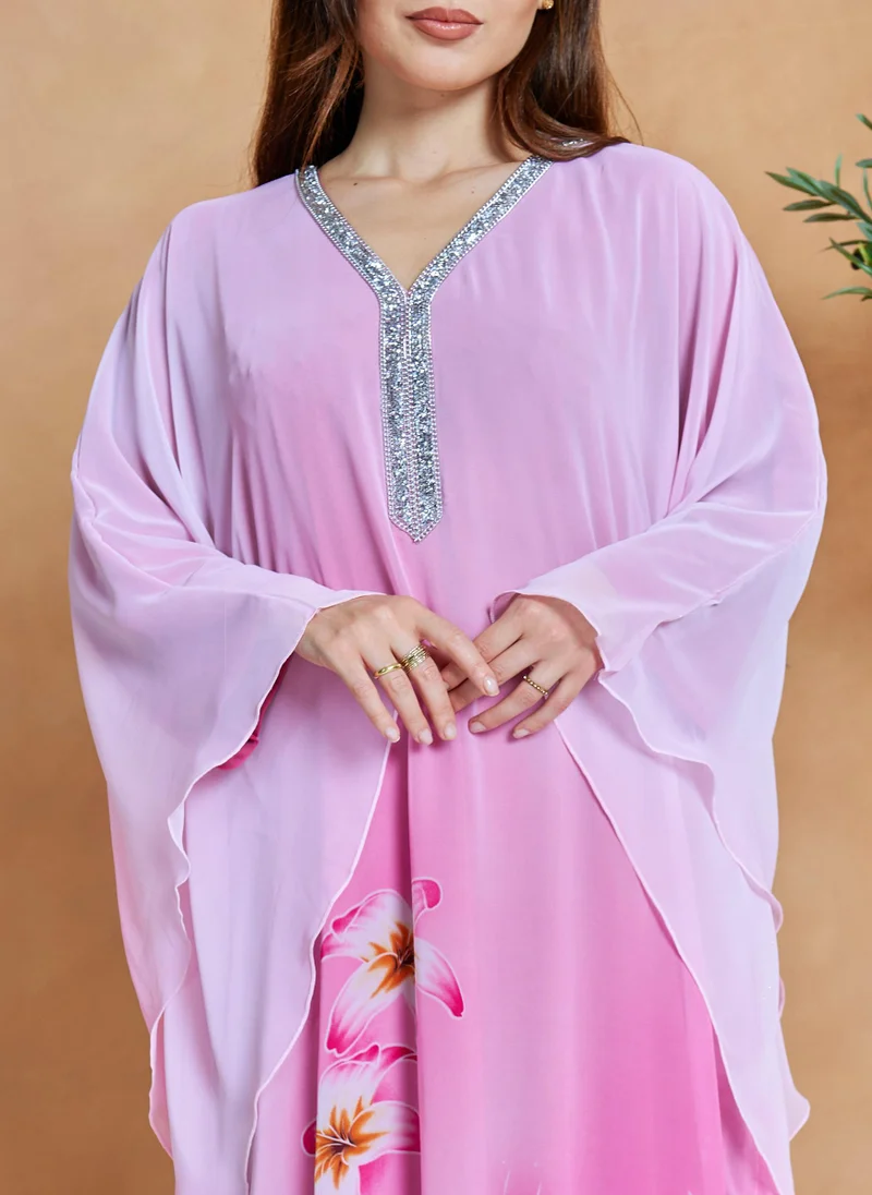 Couturelabs Pink Ombre Printed House Kaftan Maxi Dress