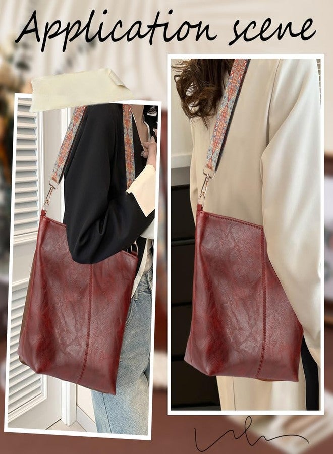 CALFOVERA Stylish Vegan Hobo Shoulder Purses Brown PU Leather Crossbody Bags Adjustable Wide Guitar Strap Tote Bucket Bag with Zipper for Women Working Shopping Traveling Daily Use Gifts - Image 5