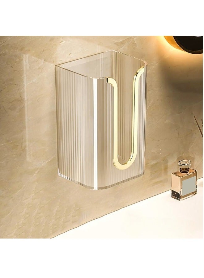 ShebSheb Wall Mounted Tissue Box No Punching Required For bathroom Kitchen Bedroom（Transparent Gold）  - Image 1