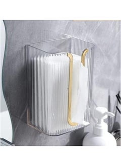 ShebSheb Wall Mounted Tissue Box No Punching Required For bathroom Kitchen Bedroom（Transparent Gold）  - Image 2