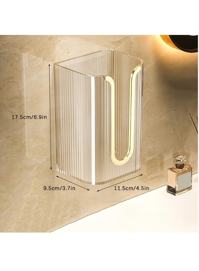 ShebSheb Wall Mounted Tissue Box No Punching Required For bathroom Kitchen Bedroom（Transparent Gold）  - Image 3