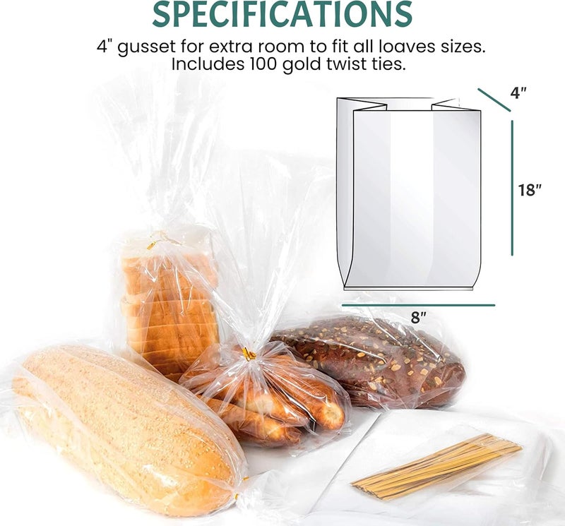 FUNSTITUTION Reusable Plastic Bread Bags for Homemade Bread - 50 Pack Clear Bag with Ties For An Airtight Moisture-free Preservation and Storage - Loaf For Home Bakers and Bakery Owners - Image 4