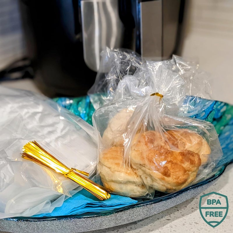 FUNSTITUTION Reusable Plastic Bread Bags for Homemade Bread - 50 Pack Clear Bag with Ties For An Airtight Moisture-free Preservation and Storage - Loaf For Home Bakers and Bakery Owners - Image 5