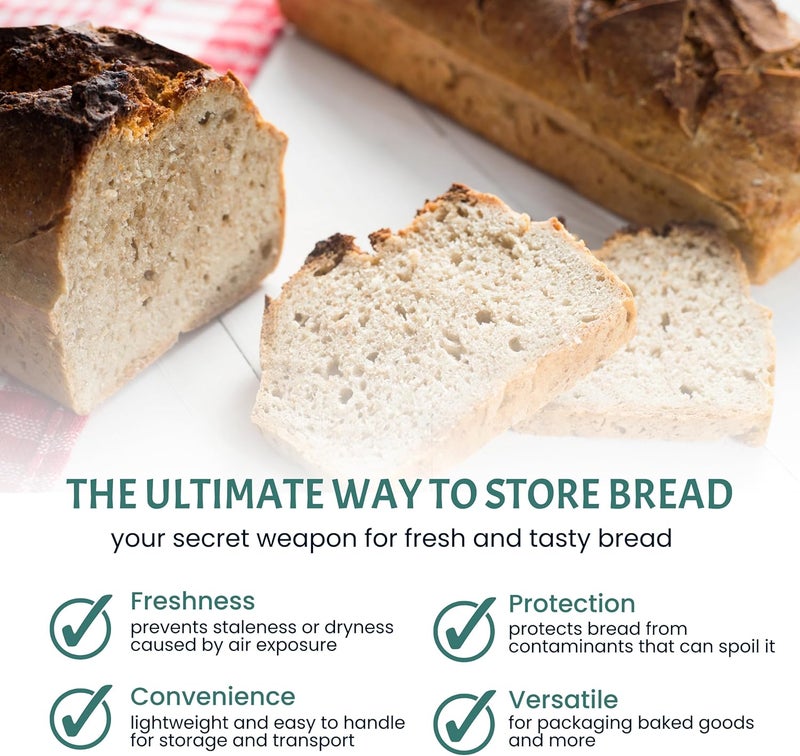 FUNSTITUTION Reusable Plastic Bread Bags for Homemade Bread - 50 Pack Clear Bag with Ties For An Airtight Moisture-free Preservation and Storage - Loaf For Home Bakers and Bakery Owners - Image 3