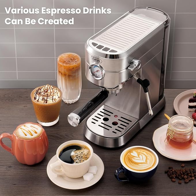 Gevi 20 Bar Compact Espresso Machine for Home,LatteCappuccino Coffee Maker | Removable Water Tank; Include Necessary Accessories; Can Make Americanos; Easy to Clean and Maintain; with Milk Frother; - Image 3