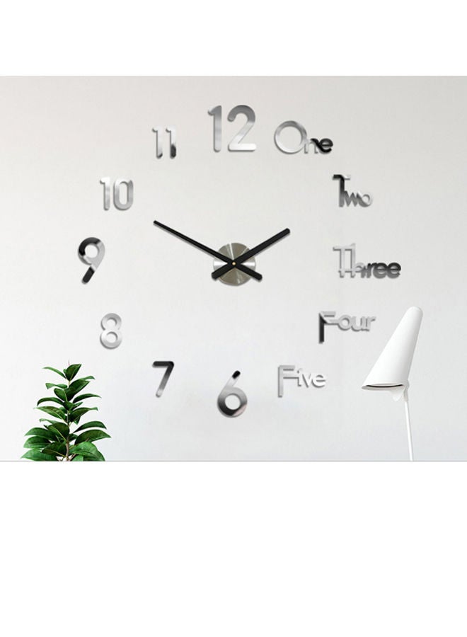 NIBEMINENT 3D Mirror Sticker Frameless Wall Clock Silver/Black 70 x 70cm  - Image 1
