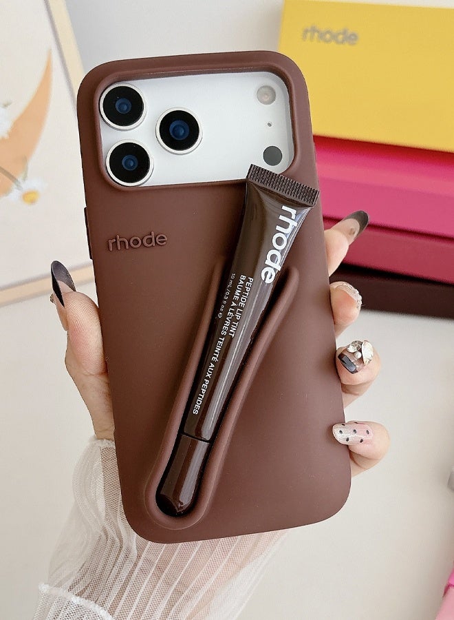 rhode Silicone Lip Holder for Cell Phone, Lip Gloss Adhesive Sleeve for Phone, Lip Holder Stick-on Phone Case, Back Stick On Holder for iPhone Phones（Espresso） - Image 5