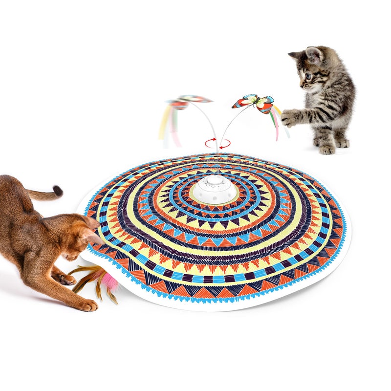 Potaroma Cat Toys Chargeable, 3in1 Hide and Seek, Automatic Interactive Fun, Fluttering Butterfly, Moving Feather, Kitten Wand, Indoor Kitty Exercise Kicker 22.8 Inch Cover for All Breeds - Image 1