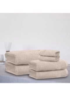 Rest Towel Set 6Pc Light Brown Luxury Hotel Bedroom Super Soft Absorbent Durable Washable Quick Dry Cotton Family Bath Towels - 2 Bath Towel 70X140Cm 2 Hand Towel 50X100Cm 2 Face Towel 30X30Cm  - Image 1
