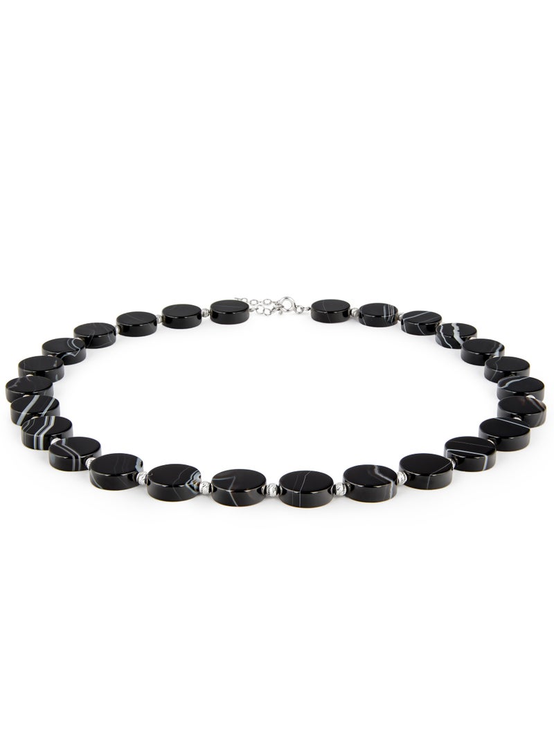 Minza ” Glory ” Pure 925 Sterling Silver, Agate stone, Handmade Necklace for Women, Beaded Necklace, 1.500 grams of Silver, Jewelry for Casual & Special Occasion - Image 2