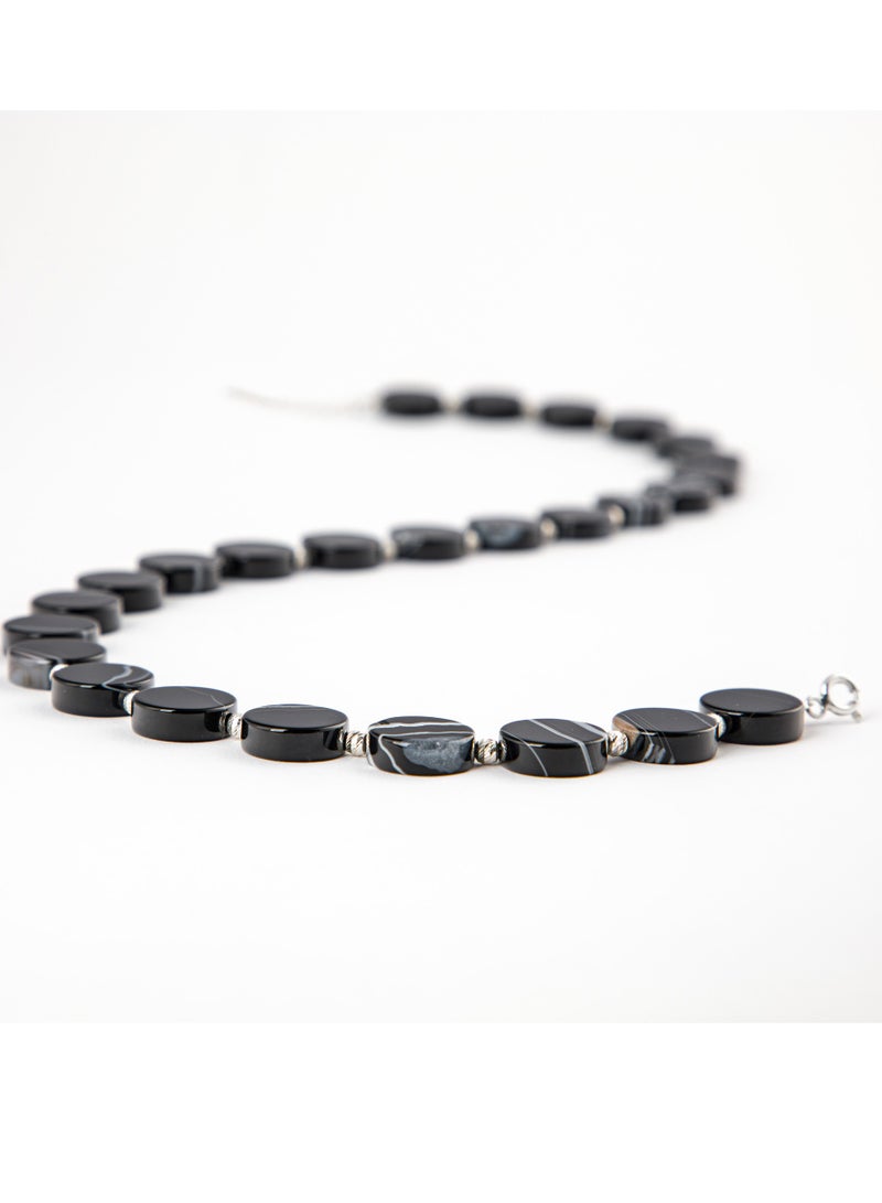 Minza ” Glory ” Pure 925 Sterling Silver, Agate stone, Handmade Necklace for Women, Beaded Necklace, 1.500 grams of Silver, Jewelry for Casual & Special Occasion - Image 5