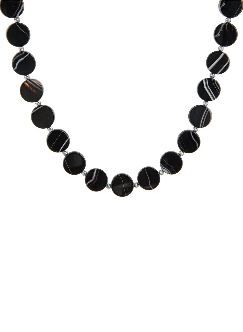 Minza ” Glory ” Pure 925 Sterling Silver, Agate stone, Handmade Necklace for Women, Beaded Necklace, 1.500 grams of Silver, Jewelry for Casual & Special Occasion - Image 1