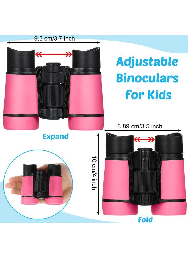 Yunsailing 4 Set Kids Binoculars Children Colorful Real Binoculars Set Shockproof High Resolution Binoculars with Magnifying Glass and Compass for Bird Watching Hunting Hiking Outdoor Exploring (Bright Color)  - Image 2