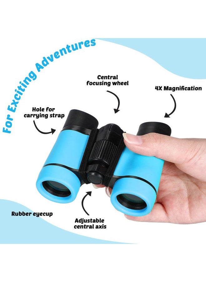 Yunsailing 4 Set Kids Binoculars Children Colorful Real Binoculars Set Shockproof High Resolution Binoculars with Magnifying Glass and Compass for Bird Watching Hunting Hiking Outdoor Exploring (Bright Color)  - Image 3