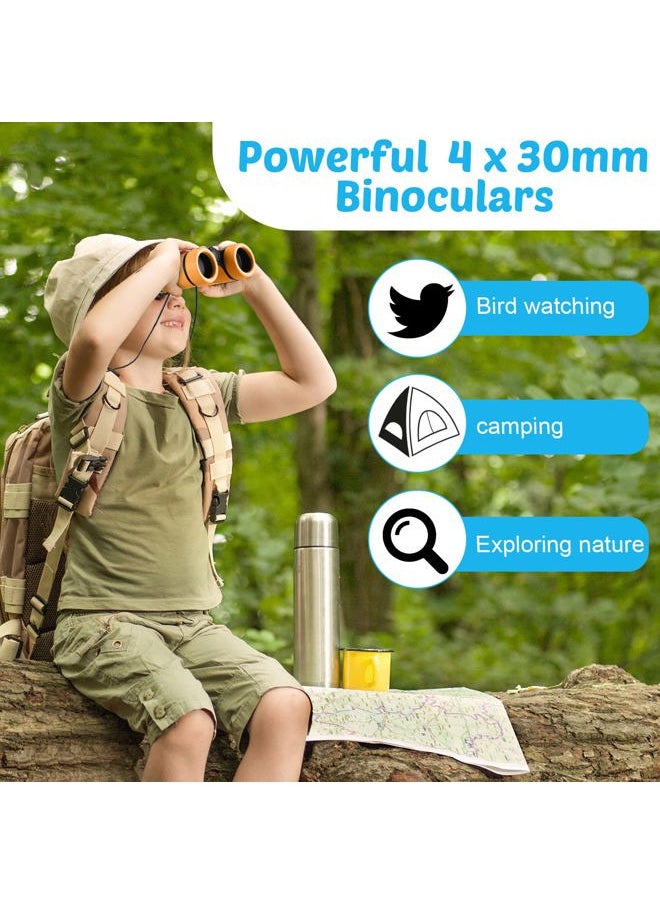 Yunsailing 4 Set Kids Binoculars Children Colorful Real Binoculars Set Shockproof High Resolution Binoculars with Magnifying Glass and Compass for Bird Watching Hunting Hiking Outdoor Exploring (Bright Color)  - Image 4