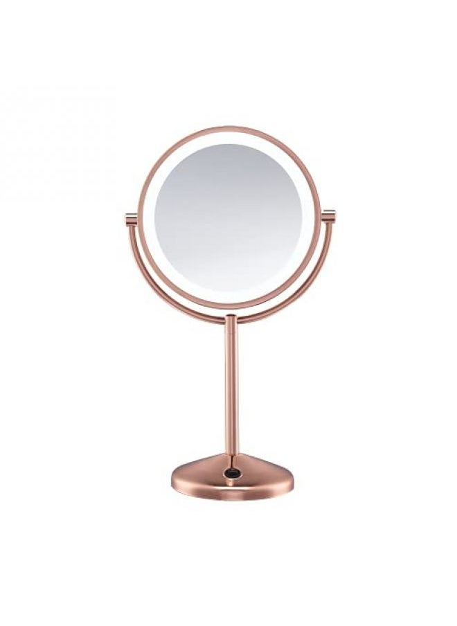 CONAIR - Conair Reflections Double-Sided LED Lighted Vanity Makeup Mirror, 1x/10x magnification, Rose Gold finish - Image 1