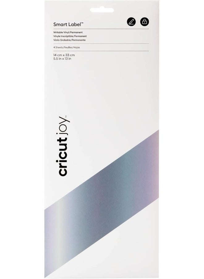 Cricut فينيل قابل للكتابة من Joy Smart Label (دائم) فضي 4 أوراق 14 سم × 33 سم (5.5" × 13") لجوينت - Image 1