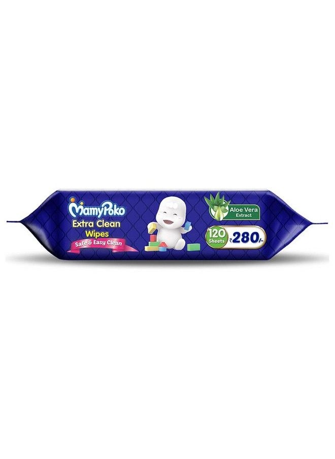 MamyPoko Extra Clean Wipes With Aloe Vera Pack Of 120  - Image 4