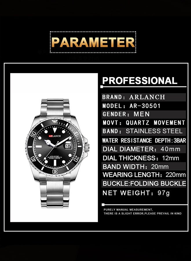 ARLANCH Watches For Men Analog Mens Watch 40Mm Large Face Easy Read Stainless Steel Business Watch Luminous Classic Luxury 30M Waterproof Mens Wrist Watches - Image 2