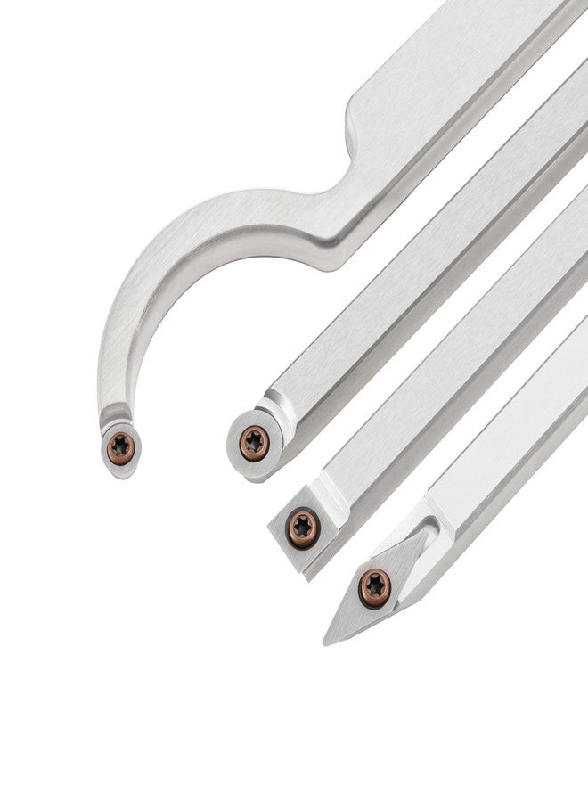 DEEFIINE 18 Pieces Tungsten Carbide Cutters Inserts Set for Wood Lathe Turning Tools Include 11 mm Square with Radius, 12 mm and 8.9 mm Round, 30 x 10 mm Diamond with Pointed Point,6 Pieces screws. - Image 2