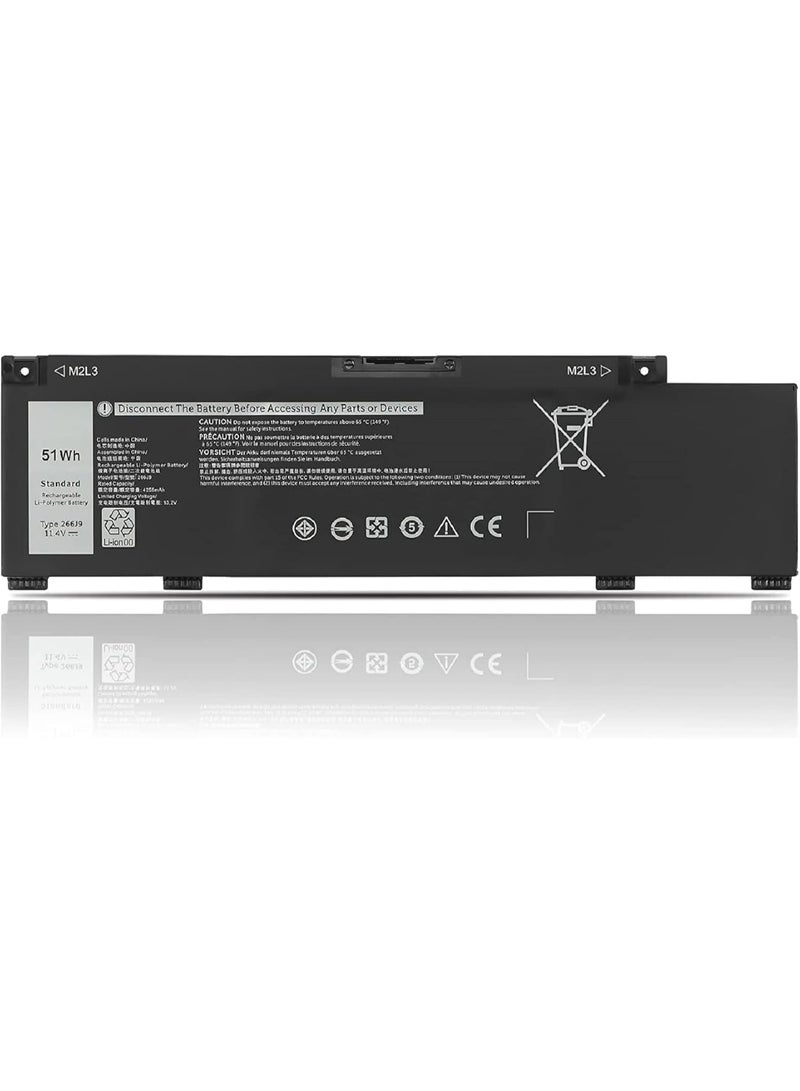 Terabyte Replace New Battery for Dell G3 15, G5 15, Inspiron 5490 – 11.4V 51Wh/4255mAh/3 Cells. Compatible with part numbers 266J9, 15PR-1545W, 1548BR, M4, GWP, C9VNH, PN1VN, and 415CG. - Image 1