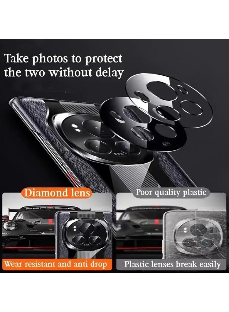 general Case Compatible with Honor Magic 6 Pro Porsche Design Litchi Texture Back Shell Genuine Leather Coated Hard PC Shockproof Electroplating Cover - Image 2