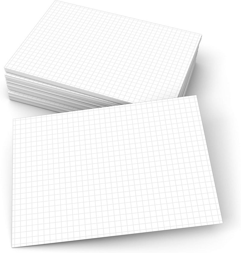 321Done Grid Index Cards (Set of 50) 5x7, Graph-Ruled 0.20 Double-Sided, Thick Cardstock, Made in The USA, White - Image 1