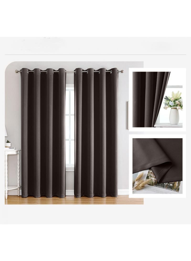 Bluejw ستائر خارجية معتمة بلون سادة مكونة من قطعتين باللون البني - Image 2