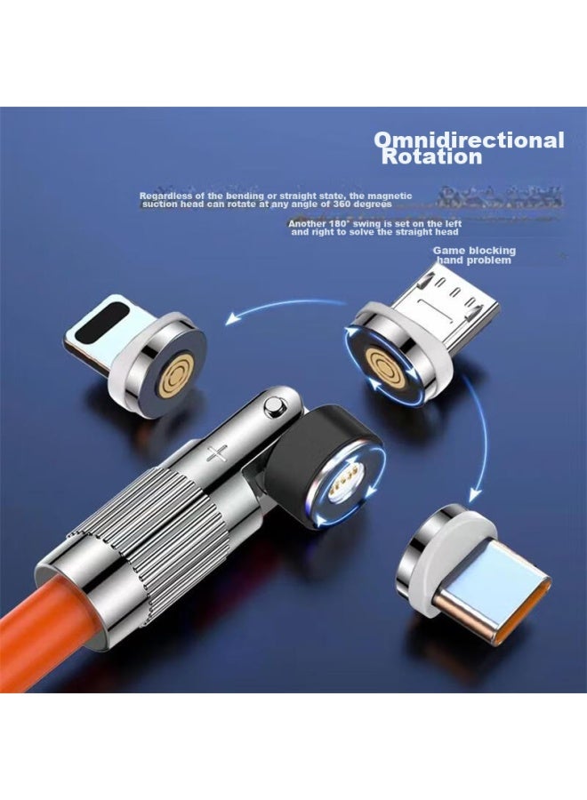 Zitai In Data Cable Charging Cord, Type-c 5a Super Fast Charging 40w, For Apple Android Huawei Xiaomi Phones, 1.2 Meters, One Cable Three Ends, Orange - Image 2
