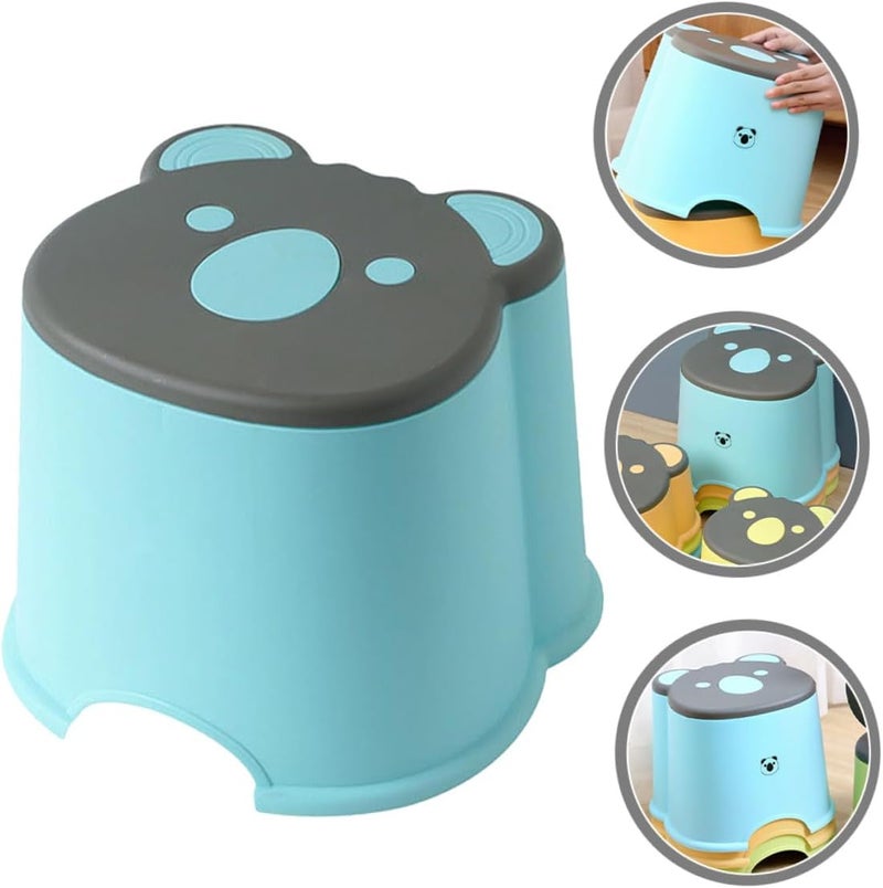 Plastic Step Stool Large Blue Non-Slip Lightweight Portable Stool for Bathroom Kitchen Use with Stable Pads and Plastic Material - Image 2