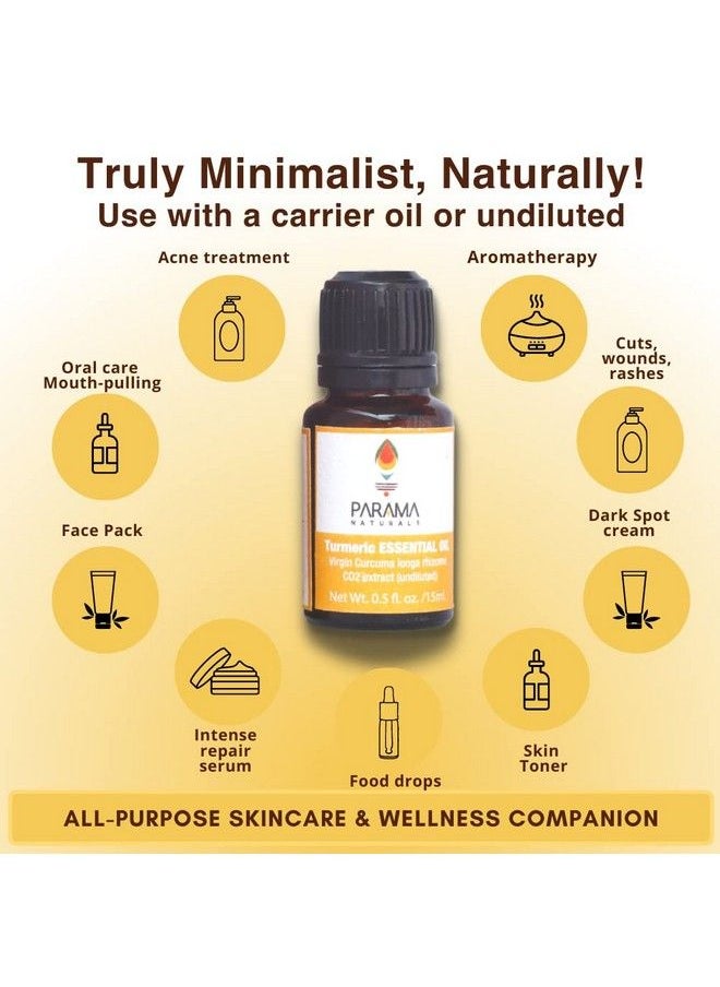 PARAMA NATURALS - Pure Turmeric Essential Oil 15Ml 100% Undiluted Therapeutic Grade Oil For Aromatherapy And Skin Care. - Image 1
