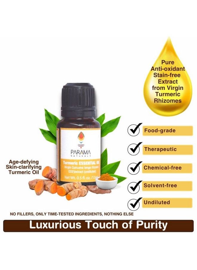 PARAMA NATURALS - Pure Turmeric Essential Oil 15Ml 100% Undiluted Therapeutic Grade Oil For Aromatherapy And Skin Care. - Image 1
