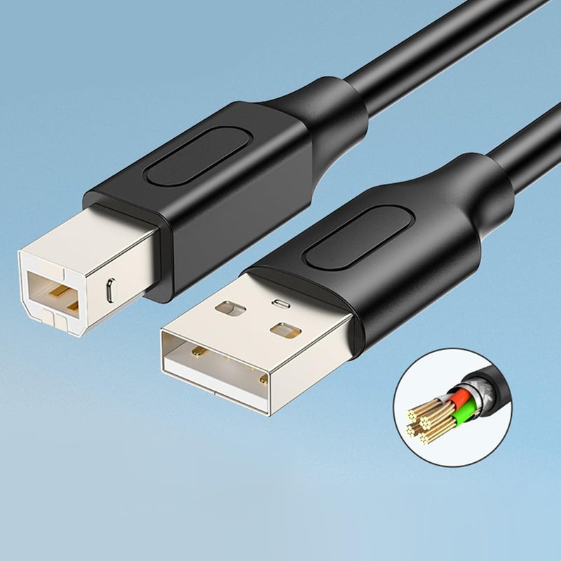 USB 2.0 Printer Cable A to B Male Cord for Scanner Keyboard and Computer 6 Feet Black - Image 4