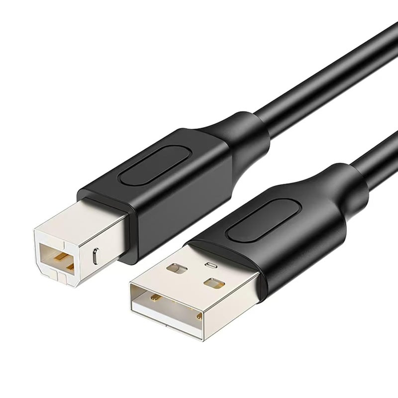 USB 2.0 Printer Cable A to B Male Cord for Scanner Keyboard and Computer 6 Feet Black - Image 1