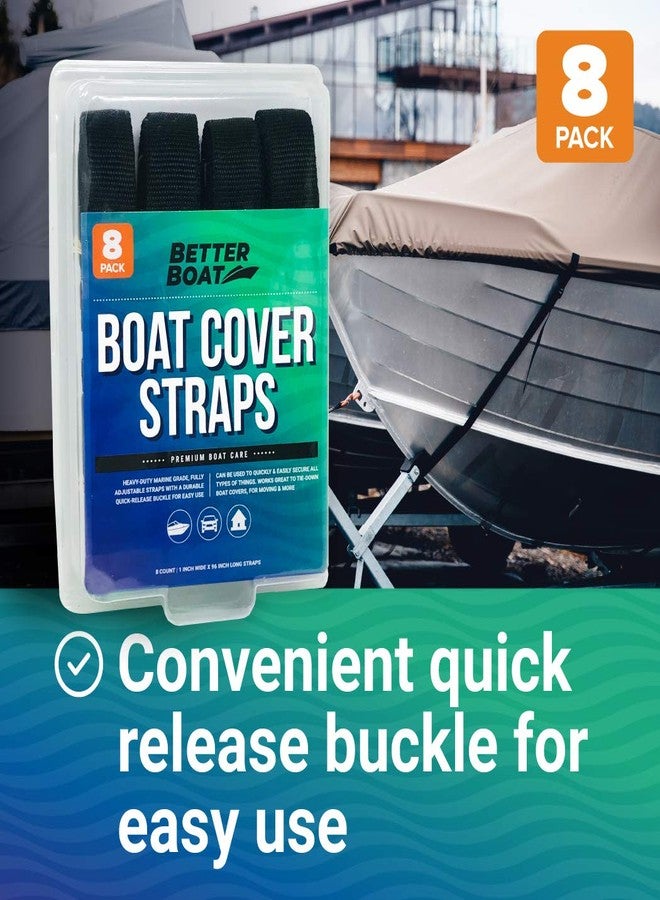 Better Boat Boat Cover Straps, Adjustable Buckle, 8 Pack, 1" x 96" Nylon Utility Straps with Quick Release Buckles - Image 5