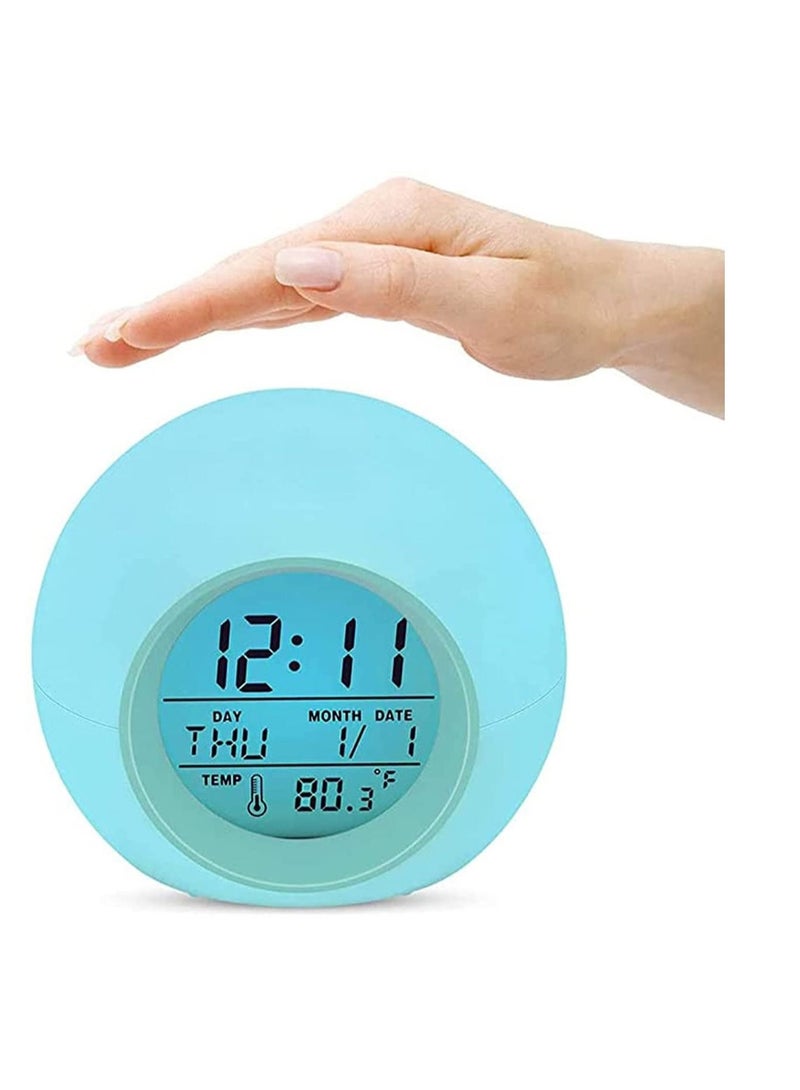 كابتن تيك KASTWAVE Kids Alarm Clock, Digital Alarm Clock with Rechargeable, 7 Color Changing Night Light, Snooze, Touch Control, Temperature for Children Bedroom, Digital Clock for Boys and Girls - Image 1
