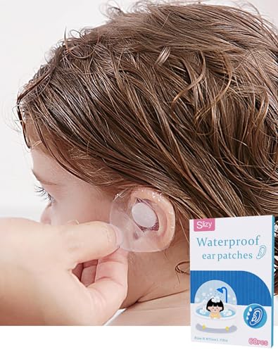 Slizy 60 Pieces of Children's Waterproof Ear Stickers,Disposable Baby Shower Ear Protection,Newborn earplugs,Silicone Gel Ear Muffs,Does not Leave Glue,not Easy to Allergies,for Swimming,Bathing - Image 1
