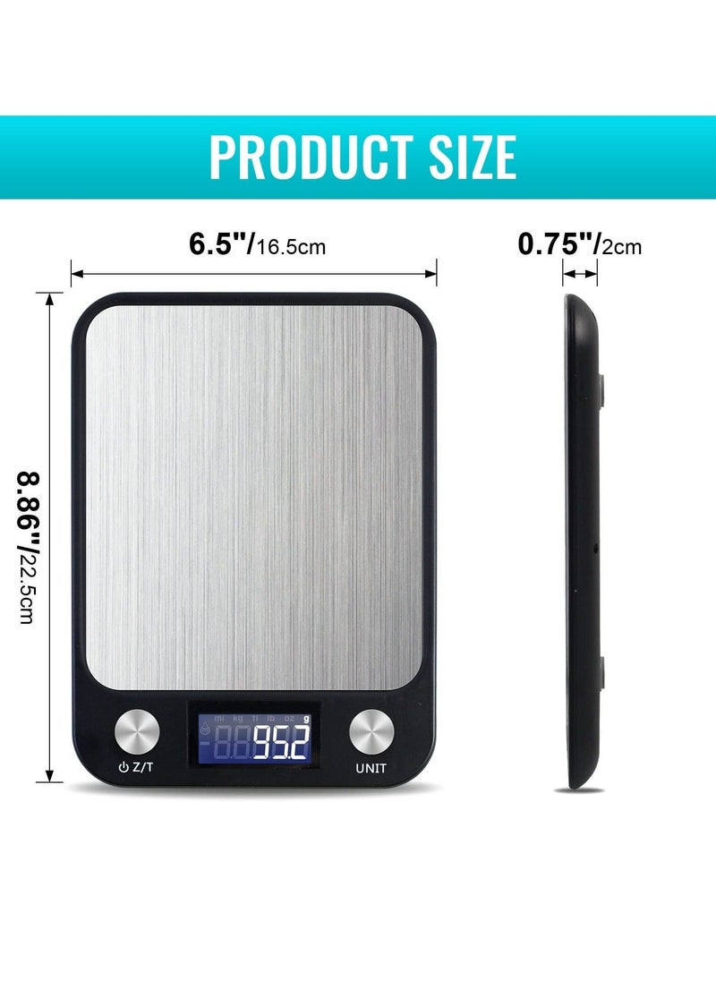 Digital Kitchen Scale Multifunction Food Scale, Touch on, Ultra Slim with Large LCD Display, 11lb/5kg, 22lb/5kg, Stainless Steel (Batteries Included) (10000g/1g) - Image 5