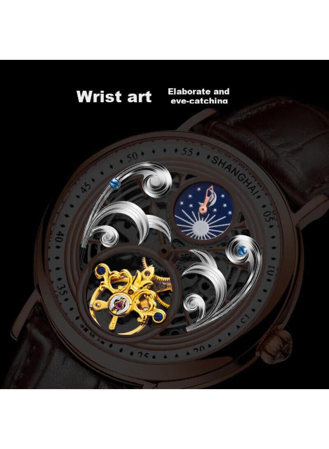 Shanghai Men's Watch, National Series Multifunctional Flywheel Automatic Mechanical Watch For Men With Skeleton Design, 967 Black Dial - Image 2
