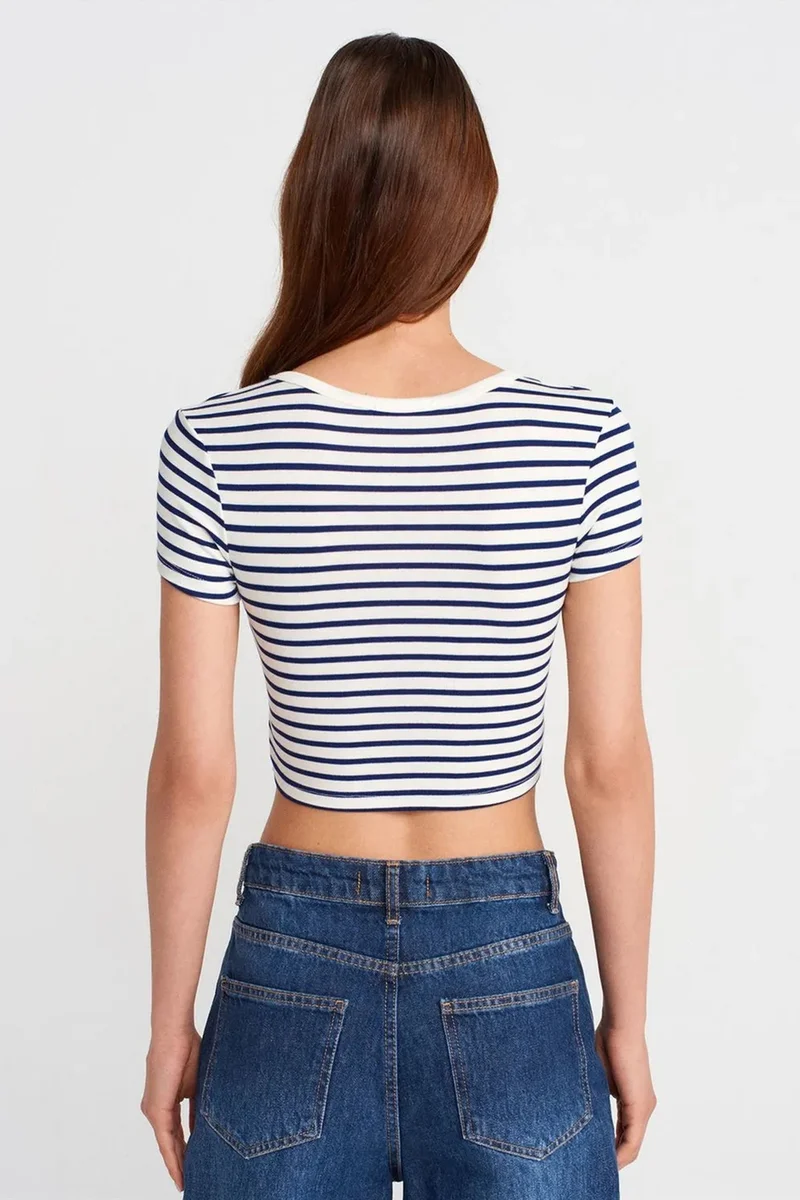 Dilvin Multicolor DILVIN Striped Crop Top Blouse for Women | Best Price UAE