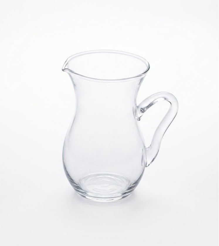 Home Pro Classic Hourglass Premium Clear Glass Mini Jug / Elegant Individual Juice and Milk Pitcher with Ergonomic Handle / 350 ml Small Glass Server - Image 1